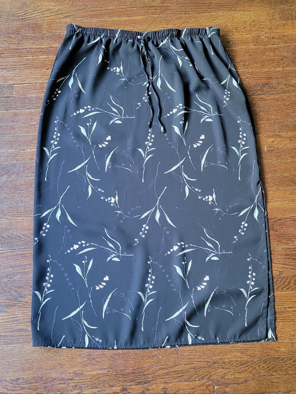 BICE Sag Harbor Large Woman's Black Floral Slit Maxi Pencil Skirt 90's Y2K